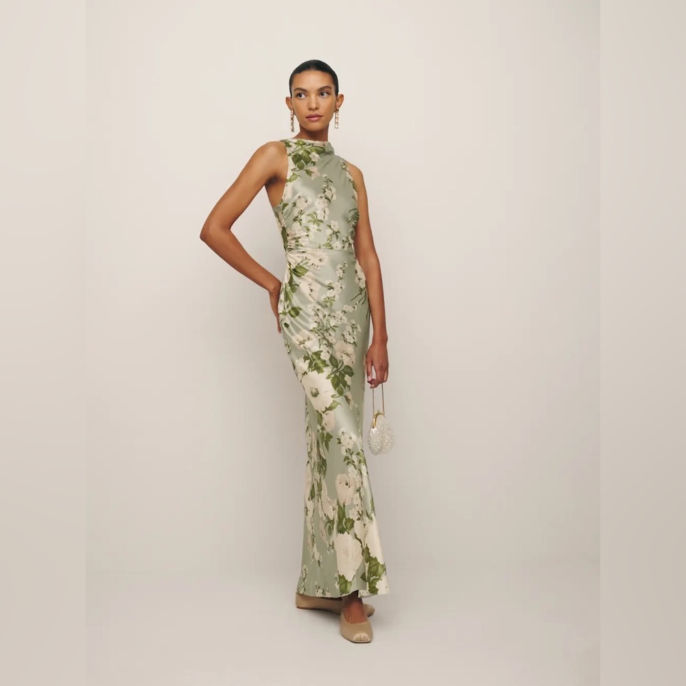 Reformation Anaiis Silk Maxi Dress- Tarragon